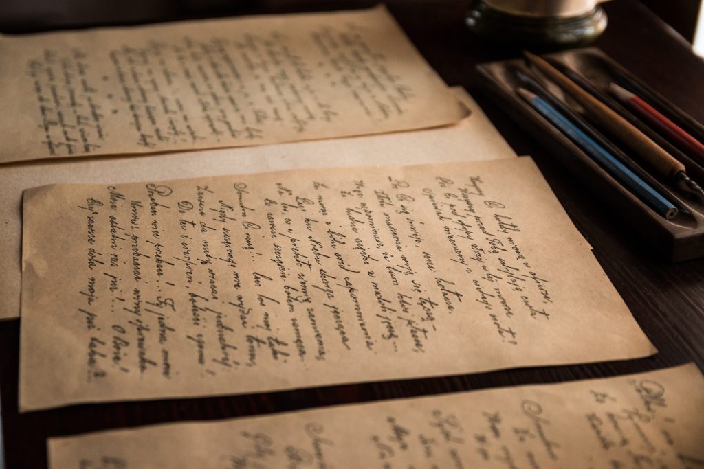 a photograph of hand-written documents